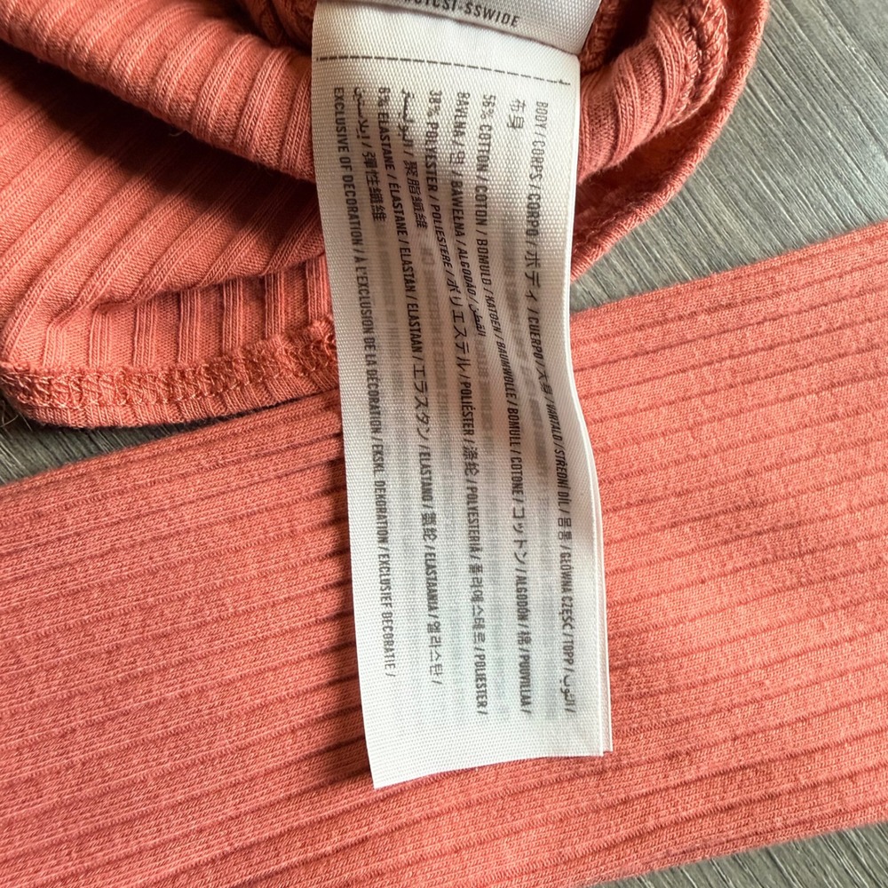 Hollister Ribbed Knit Cardigan Button Front Tie Waist Long Sleeve Coral Small - Picture 4 of 5